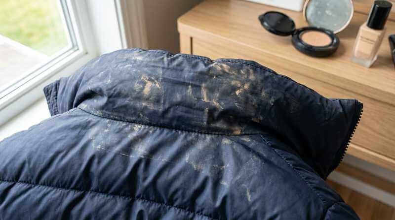 패딩 목때 제거 전 상태