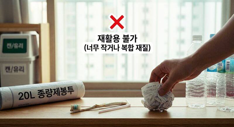 너무-작은-플라스틱-칫솔-빨대-볼펜-영수증-뭉치-일반쓰레기-배출-이유