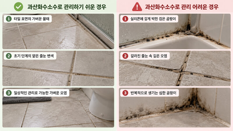 욕실 줄눈 곰팡이에 과산화수소수, 어디까지 기대할 수 있을까?