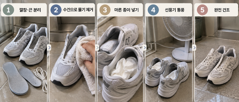 젖은 운동화를 빠르게 말리는 5단계 방법